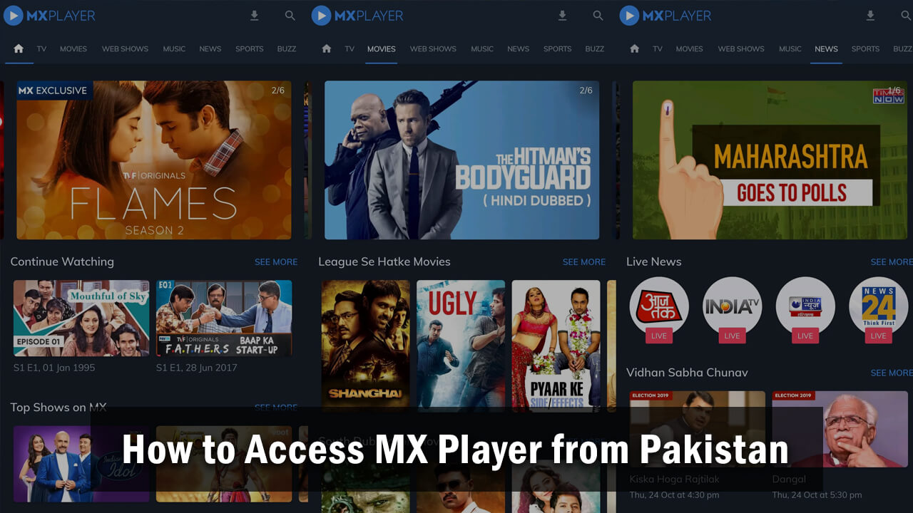 how to access www.mxplayer.in from pakistan